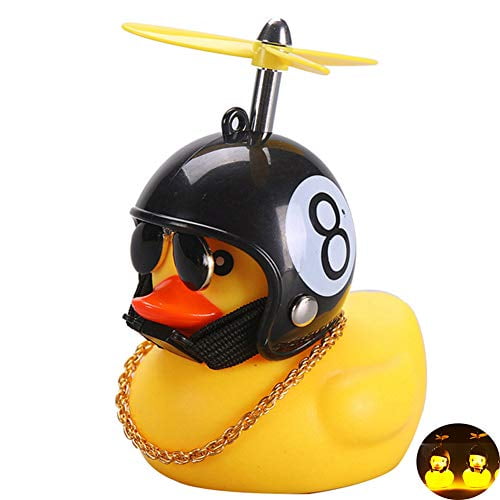 BYMYWAY Car Decoration Rubber Duck Helmet Toys with LED Light for Outdoor 